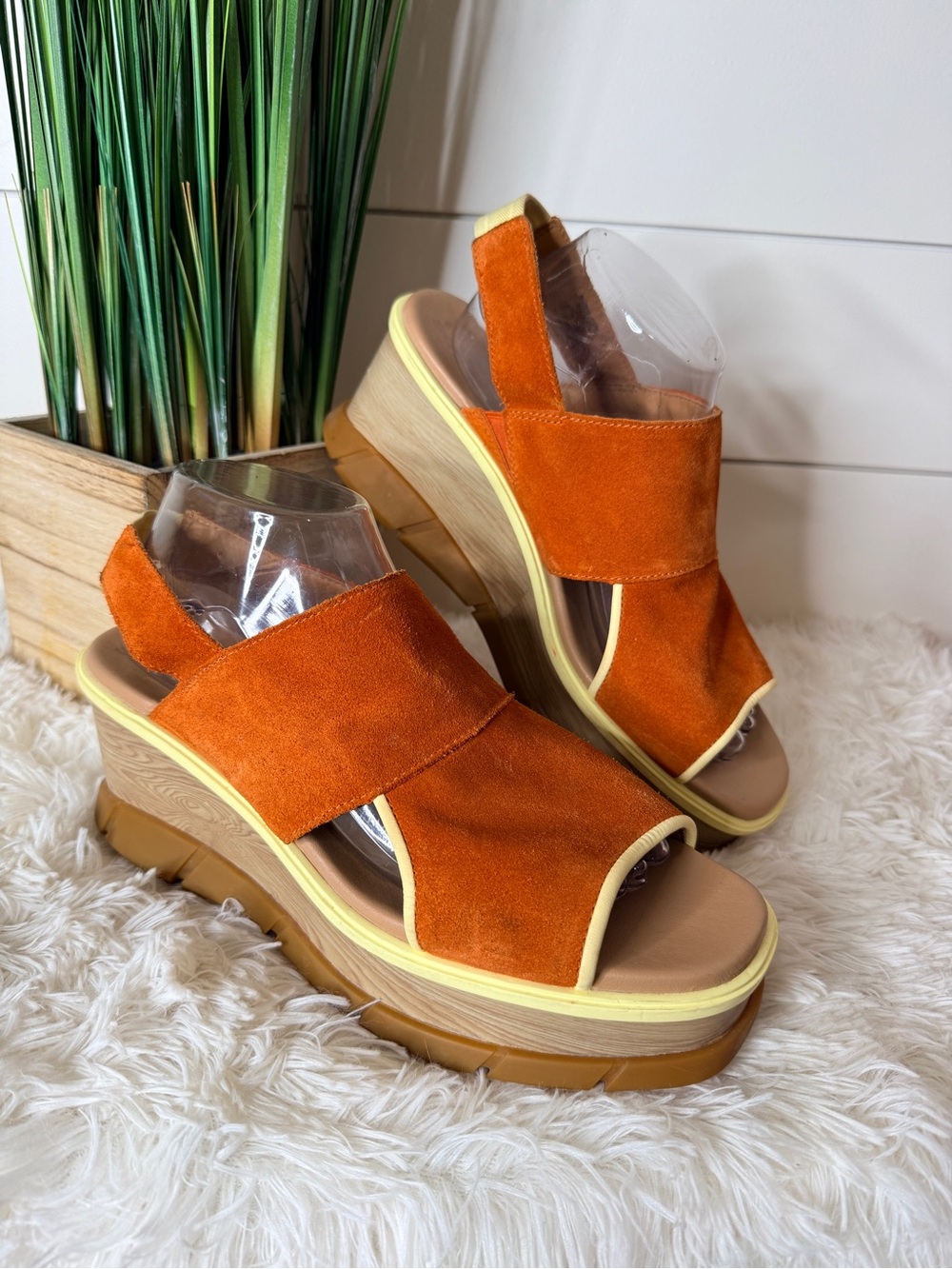 Sorel Joanie III Leather Slingback Cutout Chunky Wedge Sandal Desert Sun Sz 10.5 - Picture 2 of 10